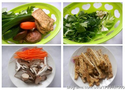 芹蒜香菇豆腐丝的做法