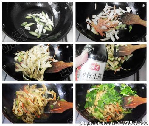 芹蒜香菇豆腐丝的做法
