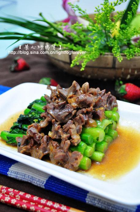 菜心炒鸡肾的做法