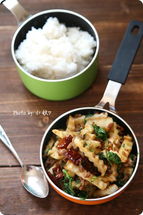 干煸肉末黄金薯的做法