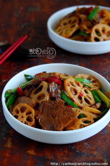 莲藕酱爆牛肉的做法