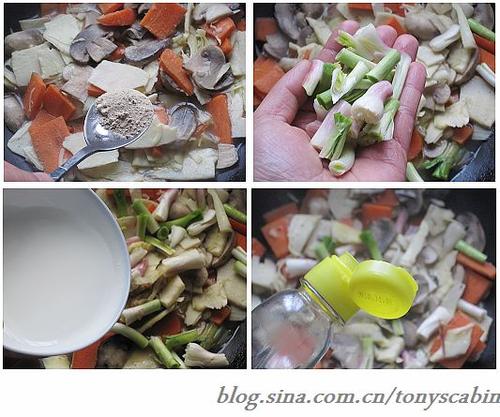 冬笋蘑菇炒胡萝卜的做法