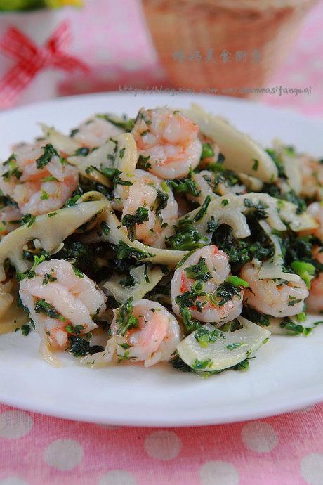 春笋荠菜炒虾仁的做法