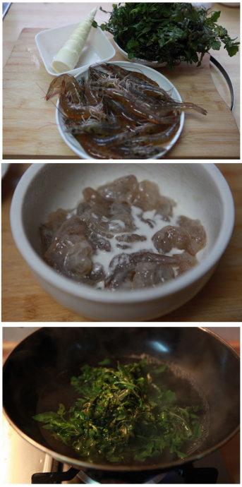 春笋荠菜炒虾仁的做法