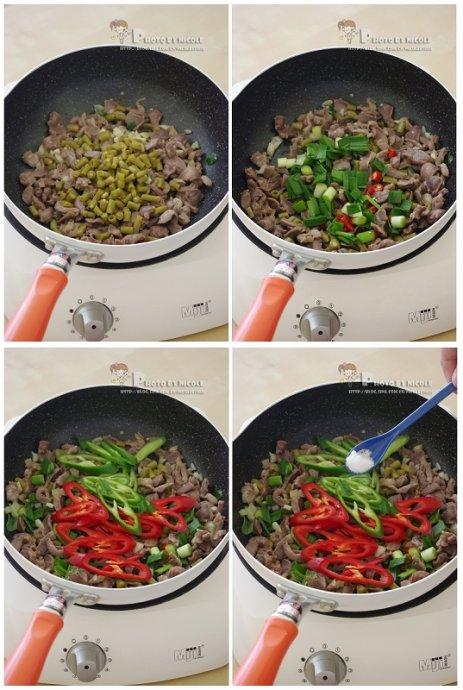 酸豆角炒鸡胗的做法