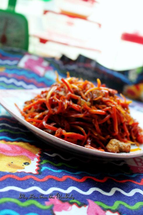 胡萝卜炒肉的做法