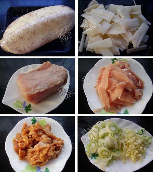 莲菜炒肉的做法