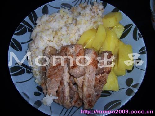 猪扒咖喱土豆拌杂粮饭的做法