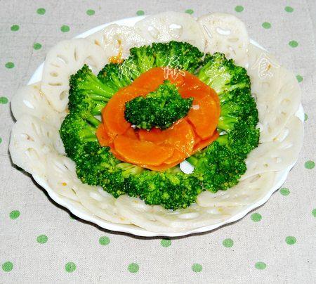 西兰花炒藕片的做法