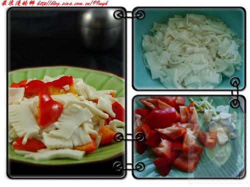 彩椒鲍汁素腰片的做法