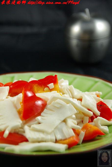 彩椒鲍汁素腰片的做法