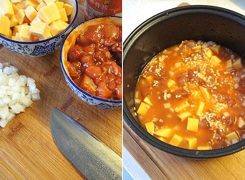 红薯鸡腿饭的做法