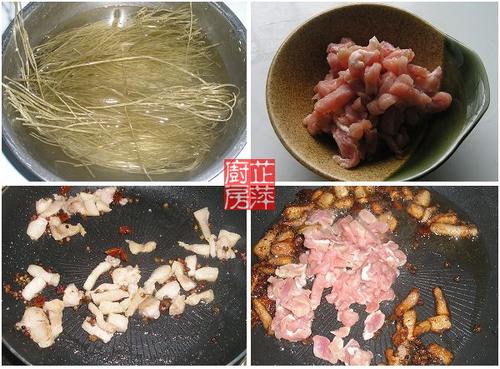 孜然黄豆芽炒粉条的做法