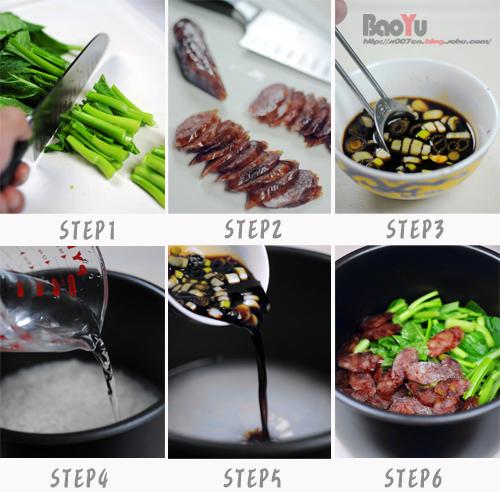 腊肠儿焖菜饭的做法