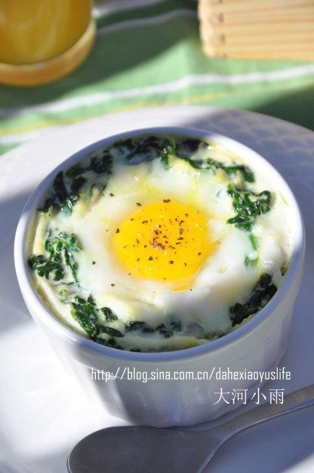 鸡蛋烤菠菜的做法