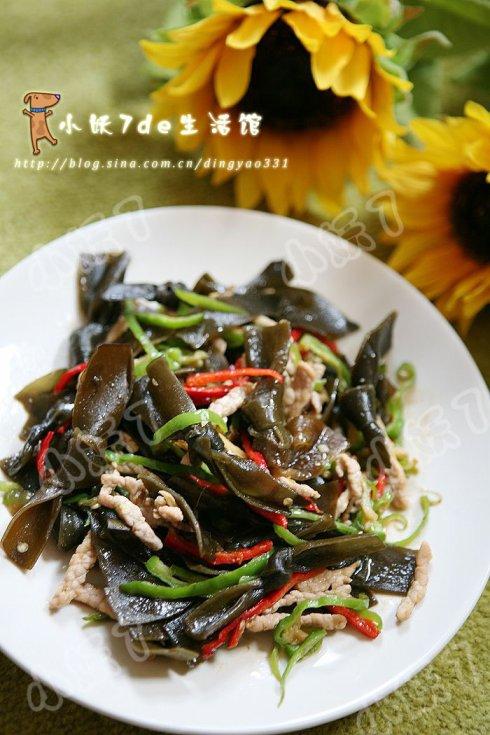 尖椒海带炒肉丝的做法