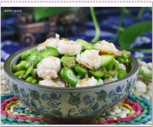 雪菜蚕豆滑虾仁的做法