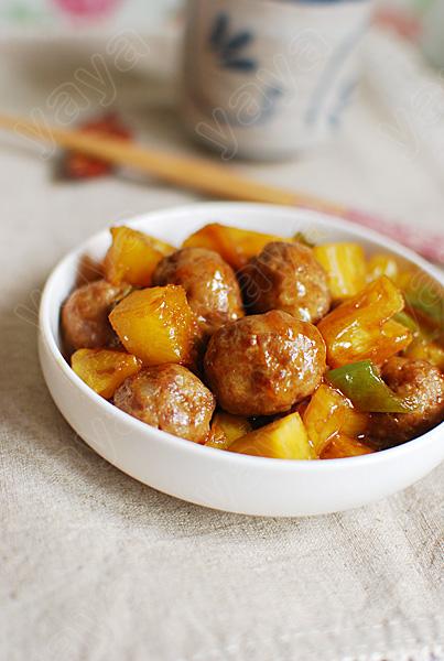 菠萝烧肉丸的做法