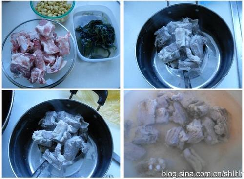 黄豆裙带排骨汤的做法