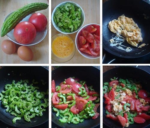 西红柿苦瓜炒蛋的做法