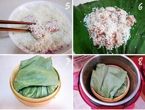 荷叶糯米蒸排骨的做法