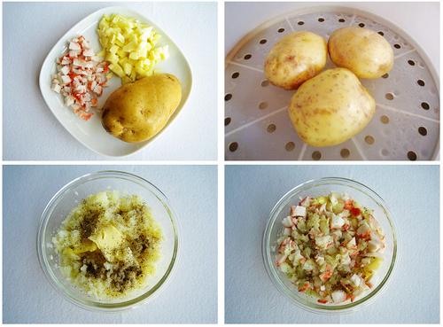 蟹棒奶酪焗薯茸的做法