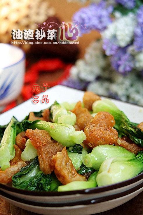 油渣炒菜心的做法