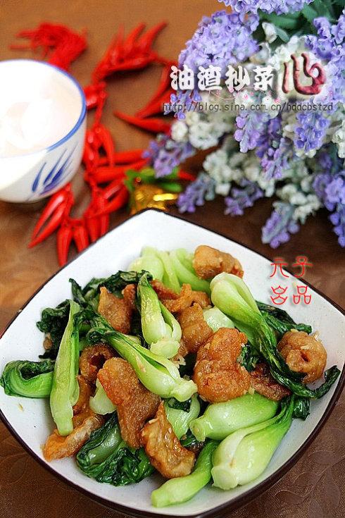 油渣炒菜心的做法