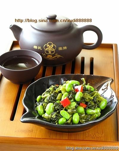 阿婆菜炒毛豆的做法