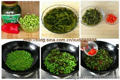 阿婆菜炒毛豆的做法