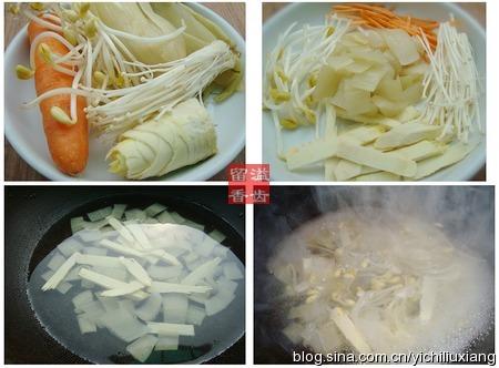 冬腌菜豆芽笋片汤的做法