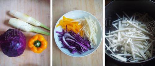 紫甘兰拌茭白的做法