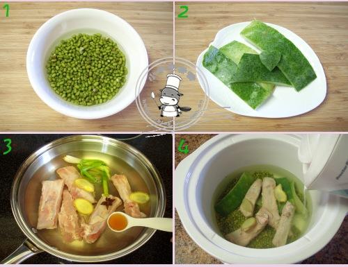 冬瓜皮绿豆解暑排骨汤的做法