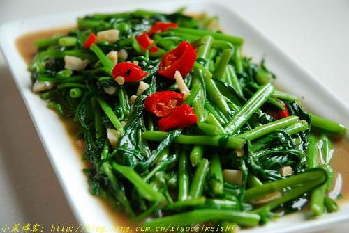 虾酱通菜的做法
