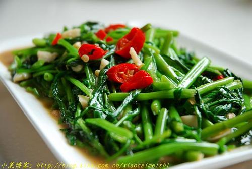 虾酱通菜的做法