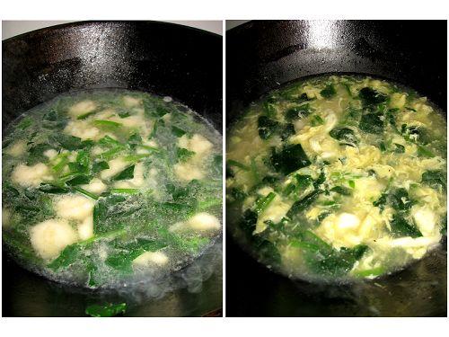 菠菜蛋花疙瘩汤的做法