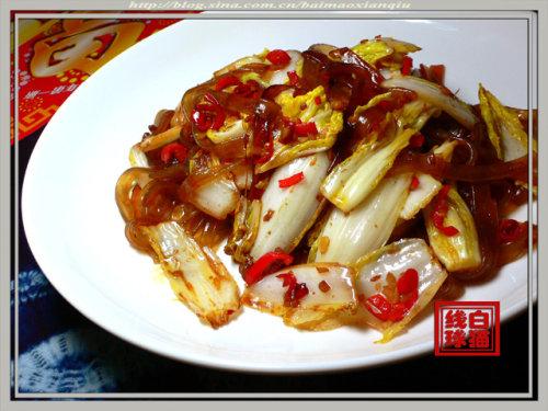 宽粉白菜心的做法