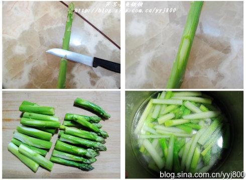 芦笋佐荷兰酱汁和老笋梗烧鸡的做法