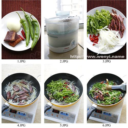 腊肉尖椒炒洋葱的做法