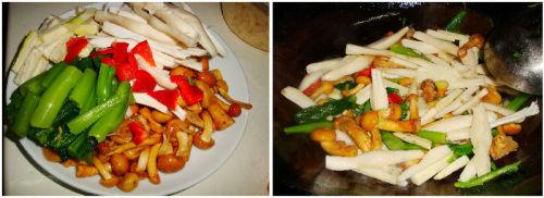 菜心炒鸡腿菇的做法