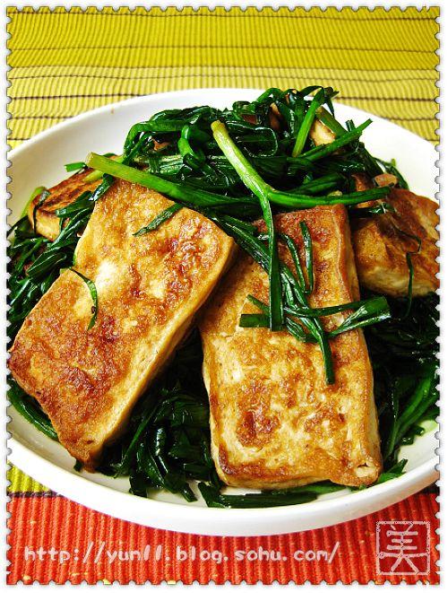 香煎豆腐炒韭菜的做法
