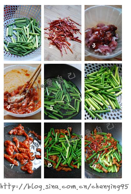 红椒蒜苗炒煎猪肉的做法