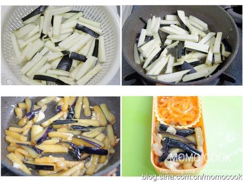 糖醋丸子与素烧茄子便当的做法