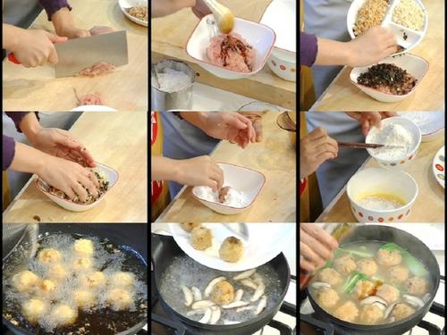 韭菜鲜虾饼和海味大肉丸的做法