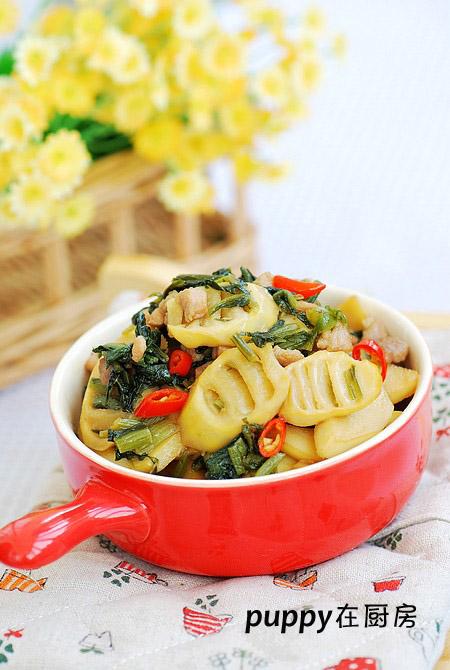 雪菜肉粒烧春笋的做法