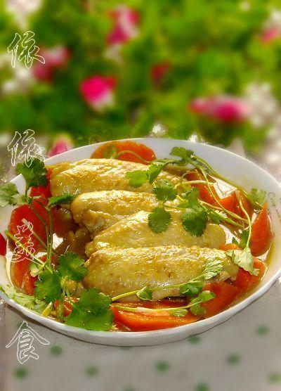 咖喱胡萝卜鸡翅的做法