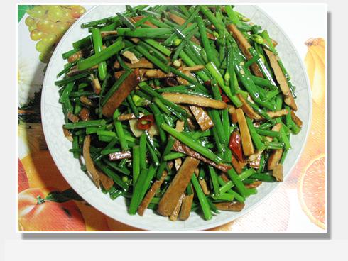 韭菜苔炒香干的做法