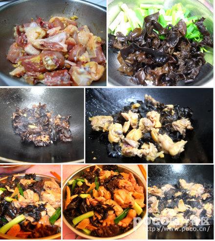 云耳炒鸡的做法