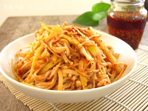 红油笋丝金针菇的做法