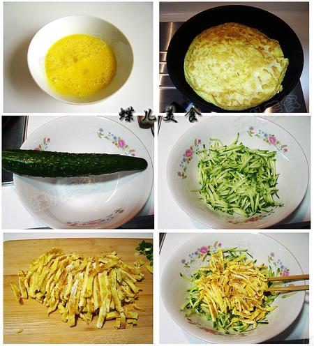 凉拌剁椒芥末蛋皮黄瓜丝的做法